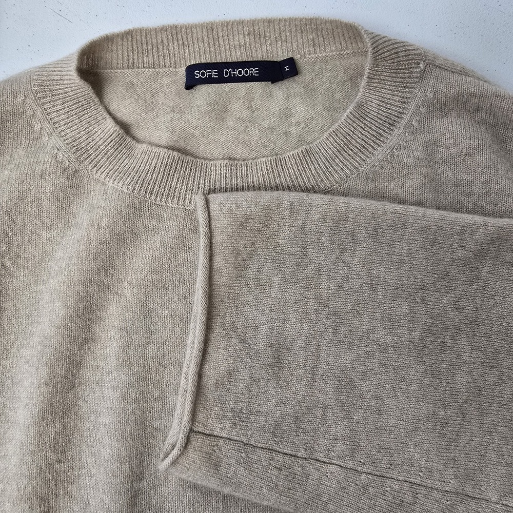 Sofie D'Hoore Merril 100% Cashmere Crop Knit Sweater Oatmeal Size M Oversized - Picture 5 of 8